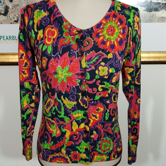 Robert Talbott Sweaters - Talbots Multicolor floral cardigan. Size P